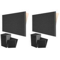 24 Pack Self-Adhesive Sound Proof Foam Panels 2X12X12Inch Acoustic Panels with High Density,Pyramid Design Acoustic Foam