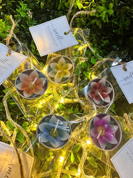 เทียนหอมกลิ่นlotus-thai-scented-candle-5สี-เทียนหอม-ดอกไม้ไทย-กลิ่นเบาบางไม่ฉุน-เทียนหอมโรแมนติก-ของที่ระลึก-ของชำร่วย-thaigife