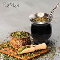 ถ้วยคู่ Yerba Wangqiong1โลหะสแตนเลสสองชั้นผนัง8ออนซ์แก้วชาแบบพกพา Argentine Yerba Mate น้ำเต้าพร้อมบอมบิลลาและแปรงทำความสะอาด