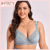 INTIMA ชุดชั้นในสตรีขนาดพิเศษบราหน้าอกใหญ่ชุดชั้นในสตรีลายดอกไม้โครงไร้ตะเข็บไม่มีฟองน้ำลายดอกไม้