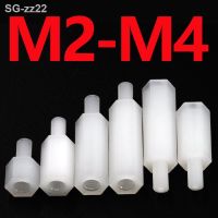 M2 M2.5 M3 M4 White Nylon Hex Male Female Standoff Board Threaded Pillar Mount PCB Motherboard Plastic Spacer Screw Nut 50pcs