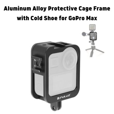 PULUZ GoPro Max Aluminum Alloy Protective Cage Frame with Cold Shoe for GoPro Max (Black)