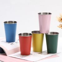 hotx【DT】 350/500ml Metal Cold Drinking Cup 304 Color Camping Beer Mugs Drinkware