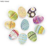 【YF】℗❈  30pcs Easter egg Wood Buttons for Sewing Scrapbooking Clothing Headwear Crafts Accessories 31x23mm