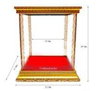 ตู้พระ ตู้กระจก ตู้ครอบพระ(เหมาะสำหรับพระหน้าตัก 5 นิ้ว) กรอบไม้ทอง ขนาด 21x17x29 ซม. ขนาดด้านใน 19x14x26 ซม.