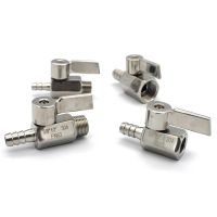 [HOT] 1/8 quot; 1/4 quot; 3/8 quot; 1/2 quot; BSP x 7/12mm Hose Barb Mini Sanitary Ball Valve Homebrew Beer SUS 304 Stainless Steel With Stainless Hanlde