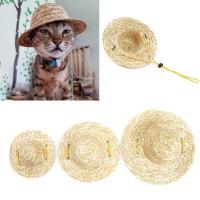 ZZOOI Retro Puppy Cat Sunhat Hawaiian Style Pet Sombrero Pet Supplies Dog Cap Cosplay Pet Hat Cat Cap Straw Hat Hot Sale Collars