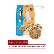 HCMThức ăn hạt cho Mèo mọi lứa tuổi Minino Yum gói 1.5kg - Vị Hải Sản Cá