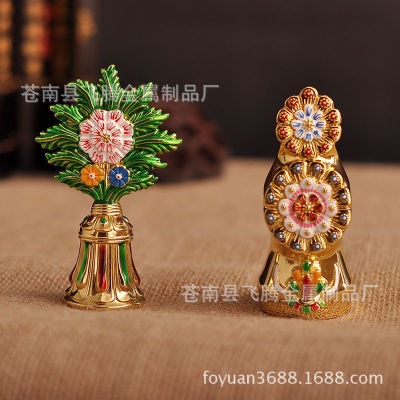 Brand New การสนับสนุนพระพุทธศาสนาของทิเบตด้วยข้อเสนอแปดของทองแดงแท้และข้อเสนอแปดของดอกไม้ สิงโตม้าผสมทิเบตพระพุทธรูป