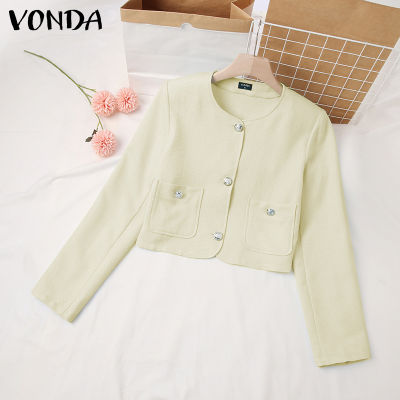 (จัดส่งฟรี)Fancystyle VONDA เสื้อเบลเซอร์กระดุมแถวเดียวแขนยาวใส่เที่ยวสำหรับผู้หญิงชุดสูทคอกลมใส่สบาย #2