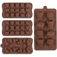 Cartoon Silicone Chocolate Mold Animal Lion Bear Shape Chocolate Candy Ice Cubes Childrens Food Supplement Party Baking Tools Bread  Cake Cookie Acce