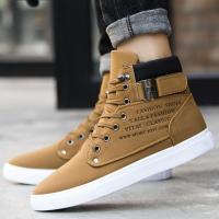 Koovan Mens Sneakers  Autumn And Winter Matte Leather High Top Mens Shoes Large Size Size 47 Retro Casual Mens Boots Male