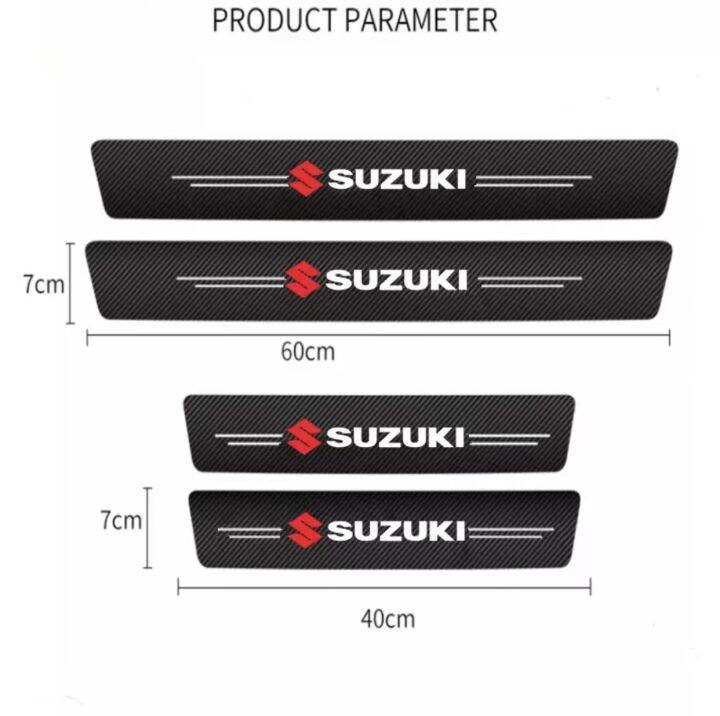 4ชิ้น-เซ็ตรถประตูด้านข้าง-step-sill-strip-คาร์บอนไฟเบอร์หนัง-anti-scratch-protector-สติกเกอร์ไฟเบอร์สำหรับ-suzuki