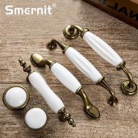 Antique Door Handles for Kitchen Cabinets Knobs and Handles White Ceramic Door Handle European Furniture Handles Drawer Pulls Door Hardware Locks