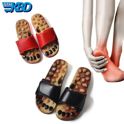 ♟☬ Acupressure Massage Slippers with Natural Stone Therapeutic Reflexology Sandals Foot Acupoint Massage Shiatsu Ease Arch Pain