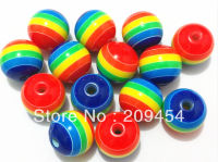 Hot sale 20mm-100pcslot resin rainbow beads, chunky beads for chunky necklace making