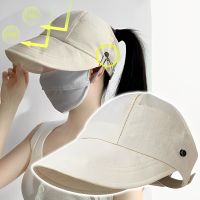 Topi Bucket สำหรับผู้หญิงหมวกแก็ปหมวกทรงหางม้าชาวประมง Topi Bucket ถังชายหาดกลางแจ้งหมวกกันแดดหมวกกันแดดปีกกว้างฤดูร้อนปรับได้พับได้หมวกป้องกัน UV