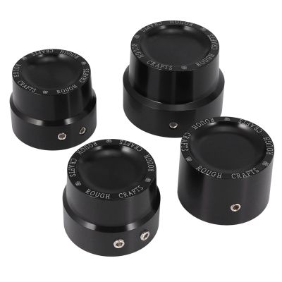 4 Pcs Black Aluminum Rough Craft Carving Front &amp; Rear Axle Nut Covers Caps Fit for Harley Sportster XL883 XL1200 Dyna Touring V-Rod