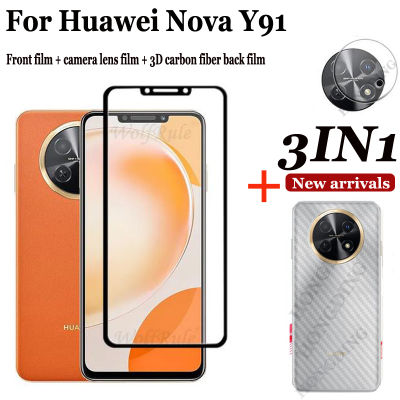 3ใน1สำหรับกระจก Y91 Huawei Nova สำหรับ Y91 Huawei Nova คลุมทั้งหมด DH ปกป้องหน้าจอสำหรับ Huawei Nova ฟิล์มหลังกระจก Y71