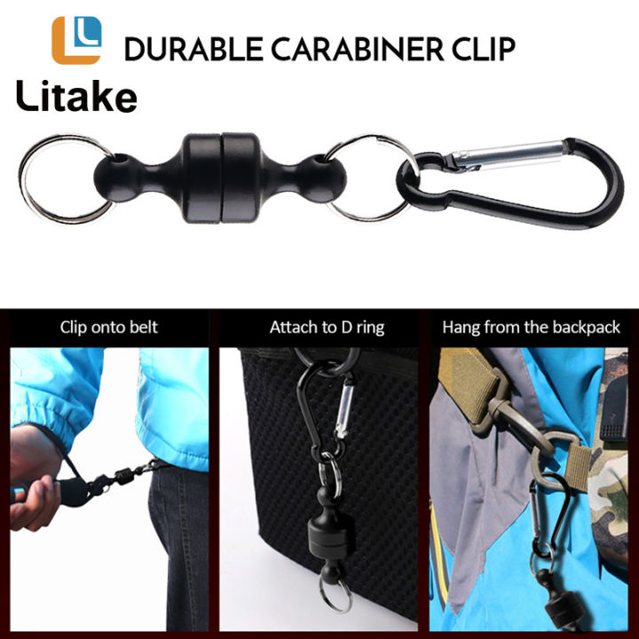 ตกปลาหัวเข็มขัดแม่เหล็กพร้อมพวงกุญแจ-carabiner-anti-falling-คลิปตกปลากลางแจ้งอุปกรณ์ตกปลา