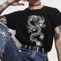 Summer Women tshirt Hip hop top Korean Dragon black clothes Casual Harajuku Ulzzang Loose tee print punk dropshipping streetwear