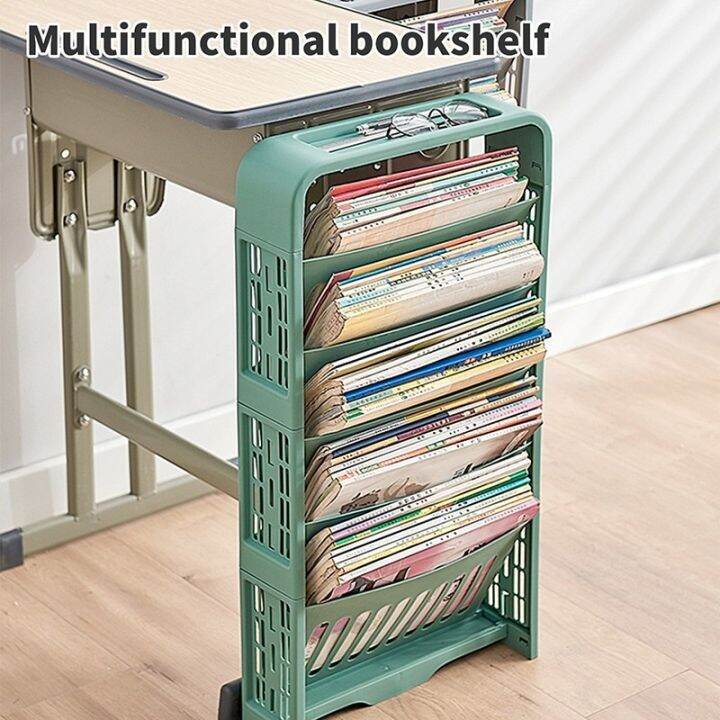 5 Layers Desk Side Bookshelf Classroom Desk Book Storage Rack Shelf