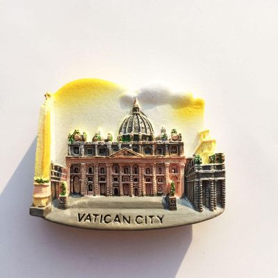Vatican City Italy Rome Creative Travel Commemorative Crafts Hand-Painted Magnetic Stickers Fridge Stickers Souvenirs 【Refrigerator sticker】▲✆
