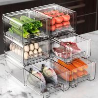 Refrigerator Storage Box Food Storage Bins Clear Fruit Vegatable Meat Freezer Fridge Stackable Cabinet Kitchen Drawer Organizer