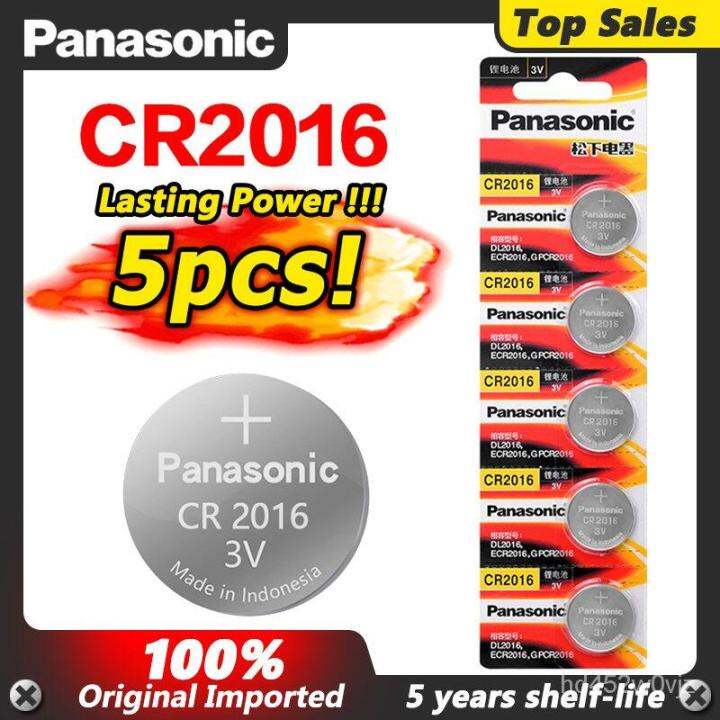 5PCS 100 Original Panasonic CR2016 2016 Lithium Coin Cell Button