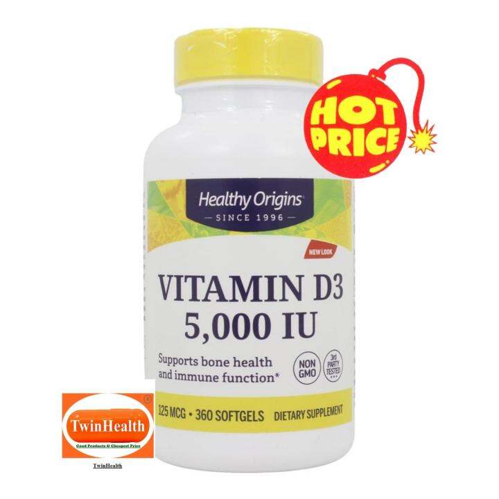 Healthy Origins® Vitamin D3 5,000 IU / 360 Softgels Lazada.co.th