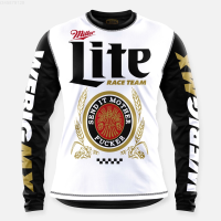 Blue Miller Mens Lite Long Beer Sleeve Hoodie T-shirt Blue trendy