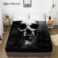 3D Custom Bed Sheets With ElasticFitted Sheet Queen/KingBlack Skull Mattress Cover 135/150/160x200 bedsheetdrop ship