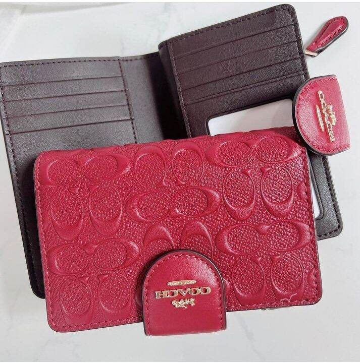 C5896 Coach Medium Corner Zip Wallet In Signature Leather - Red | Lazada PH