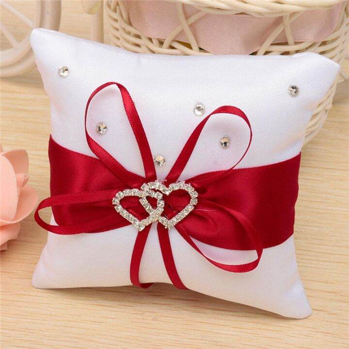 2x-ring-pillow-for-wedding-ring-pillow-with-satin-ribbons-red-white-10-cm-x-10-cm