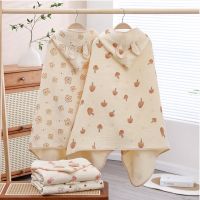 【DT】hot！ New Baby Hooded Receiving Blanket Cartoon Printed Soft Cotton Swaddle Wrap Cape Bathrobe Cloak Poncho supplies