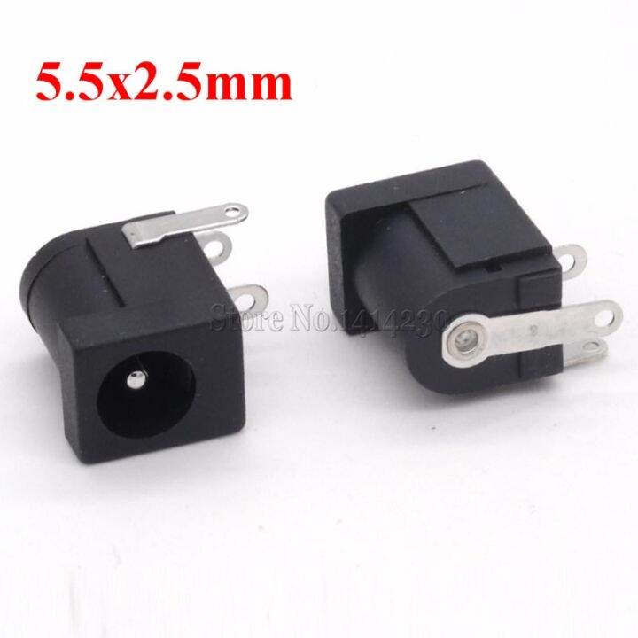 10pcs-dc-005-black-dc-power-jack-socket-connector-dc005-5-5-2-5mm-2-5-socket-round-the-needle-wires-leads-adapters