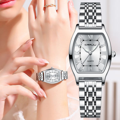 Hotcrju กันน้ำสตรีสแควร์ควอตซ์ชุดนาฬิกาสุภาพสตรีสร้อยข้อมือเหล็กนาฬิกาข้อมือ Relógio Feminin