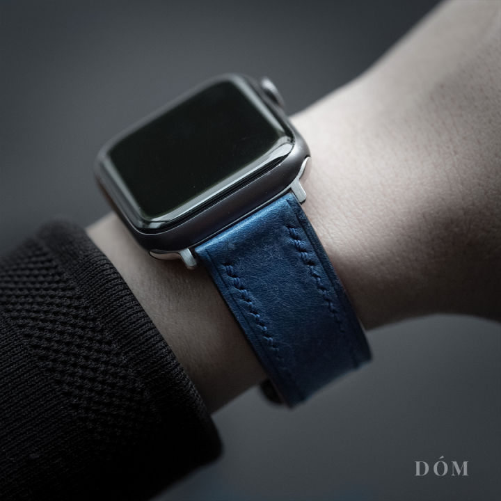 สายนาฬิกา-apple-watch-dom-type-03-cobalt-blue-สายนาฬิกาหนังแท้-german-deep-grain-สายแอปเปิ้ลวอชหนังแท้