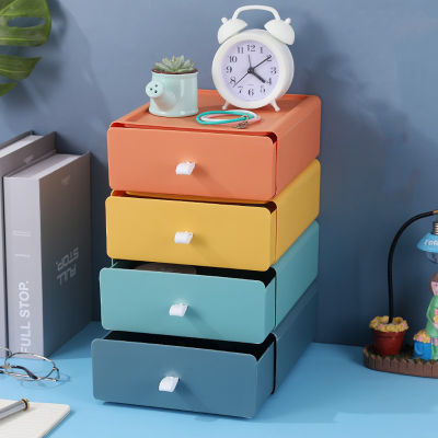 Desktop Office Storage Box Pastoral Style Drawer Rack Students Desk Stationery Storage Box Cosmetic Sort Out Home Use Housewife