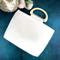 Yun Zhiqi New Cotton Linen Wooden Handle Bag Pre-Sale Diy Blank Plain Bag Artistic Small Fresh Hand Cloth Bag