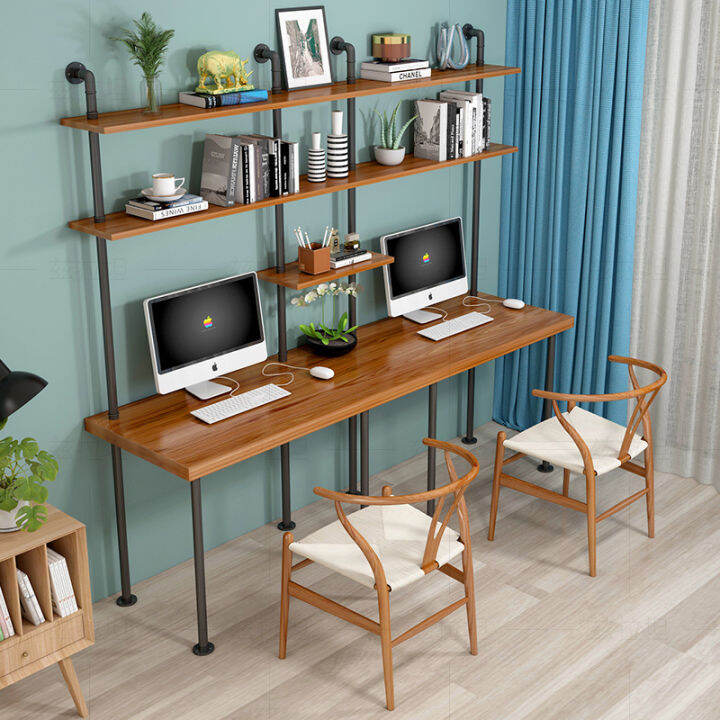 Loft solid wood desk shelf art simple partition shelf industrial wind