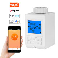 Tuya Zigbee จอแสดงผล LCD TRV วาล์วหม้อน้ำอุณหภูมิอัจฉริยะควบคุมอุณหภูมิวาล์วความร้อน Thermostatics วาล์วหม้อน้ำรายสัปดาห์โปรแกรมควบคุม APP เข้ากันได้กับ Amazon Alexa และ Google Assistant สำหรับการควบคุม Voise