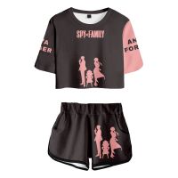 Anya Forger SPY x FAMILY 2pcs/set Crop Top Ands Shorts Teens Girls Casual Cartoon Summer Tracksuit Sets T Shirts and Shorts