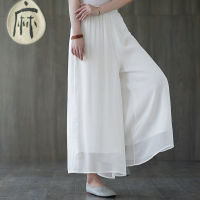 White Black Red Women Zen Tea Wide Leg Pants Chinese Style Dance Kung Fu Casual Trousers Yoga Pants Oriental Clothing Bottoms