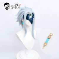 Doctor II Dottore Cosplay Wig Fiber Synthetic Wig Game Genshin Impact Cosplay 「HSIU 」 Light Blue Gray Short Hair+Wig Cap Wig  Hair Extensions Pads