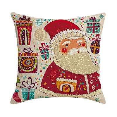 Christmas Pillowcase Santa Square Home Decor Linen Pillow Cushion Covers for Pillowcase Sofa Seat Car Gift 45X45cm