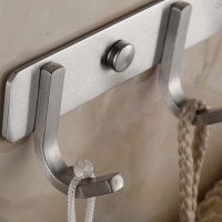 【YF】 High Quality SUS304 Stainless Steel Clothes Hook Cloth Hooks Hanging Wall Hangers Bathroom Hook Door Behind No Drilling