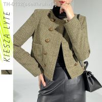 ✜◇♛ sdeifhruhvfu Jaqueta de Tweed vintage feminina estilo francês botão verde blusa feminina que combina tudo moda elegante nova primavera 2023