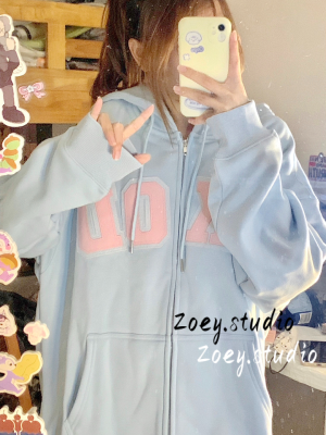 Zoey.Studio เสื้อฮู้ด เสื้อแขนยาวอบอุ่น หลวมและสบาย ๆ สไตล์ขี้เกียจย้อนยุคอเมริกัน 2023NEW 36Z230907