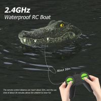 หัวจระเข้จำลองของเล่นเรือเรือ RC 2.4G รีโมตคอนโทรลตลกจระเข้สำหรับสระว่ายน้ำปาร์ตี้ในทะเลสาบการตั้งแคมป์